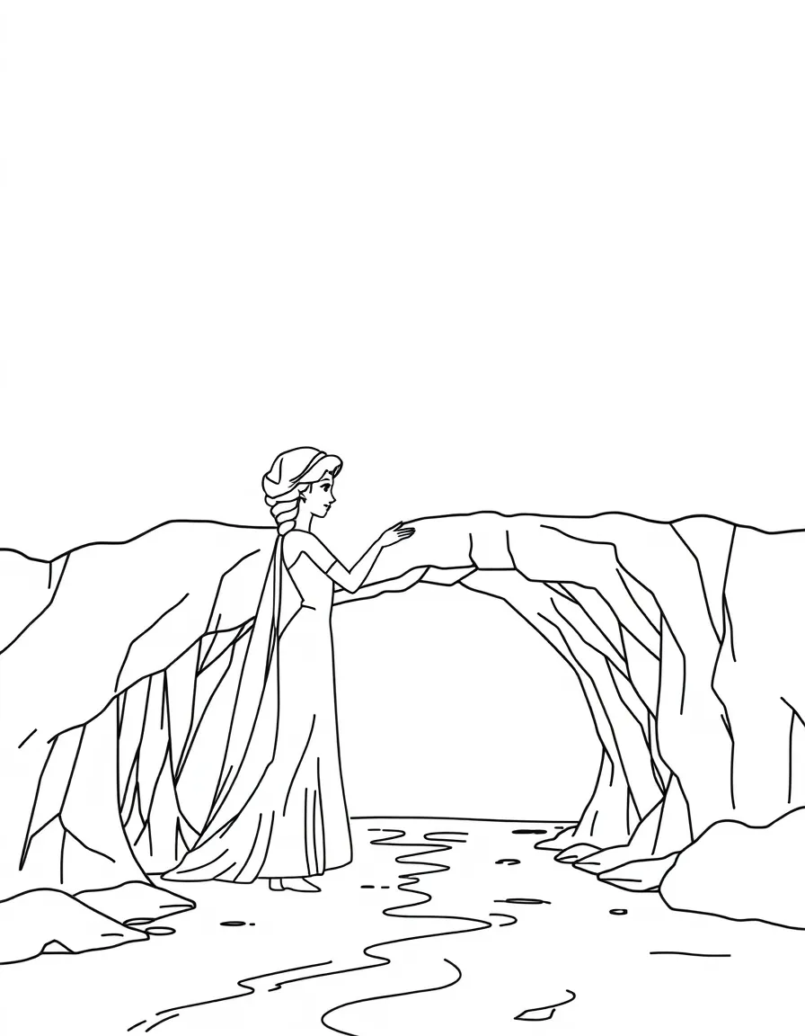 Elsa building a beautiful ice bridge.