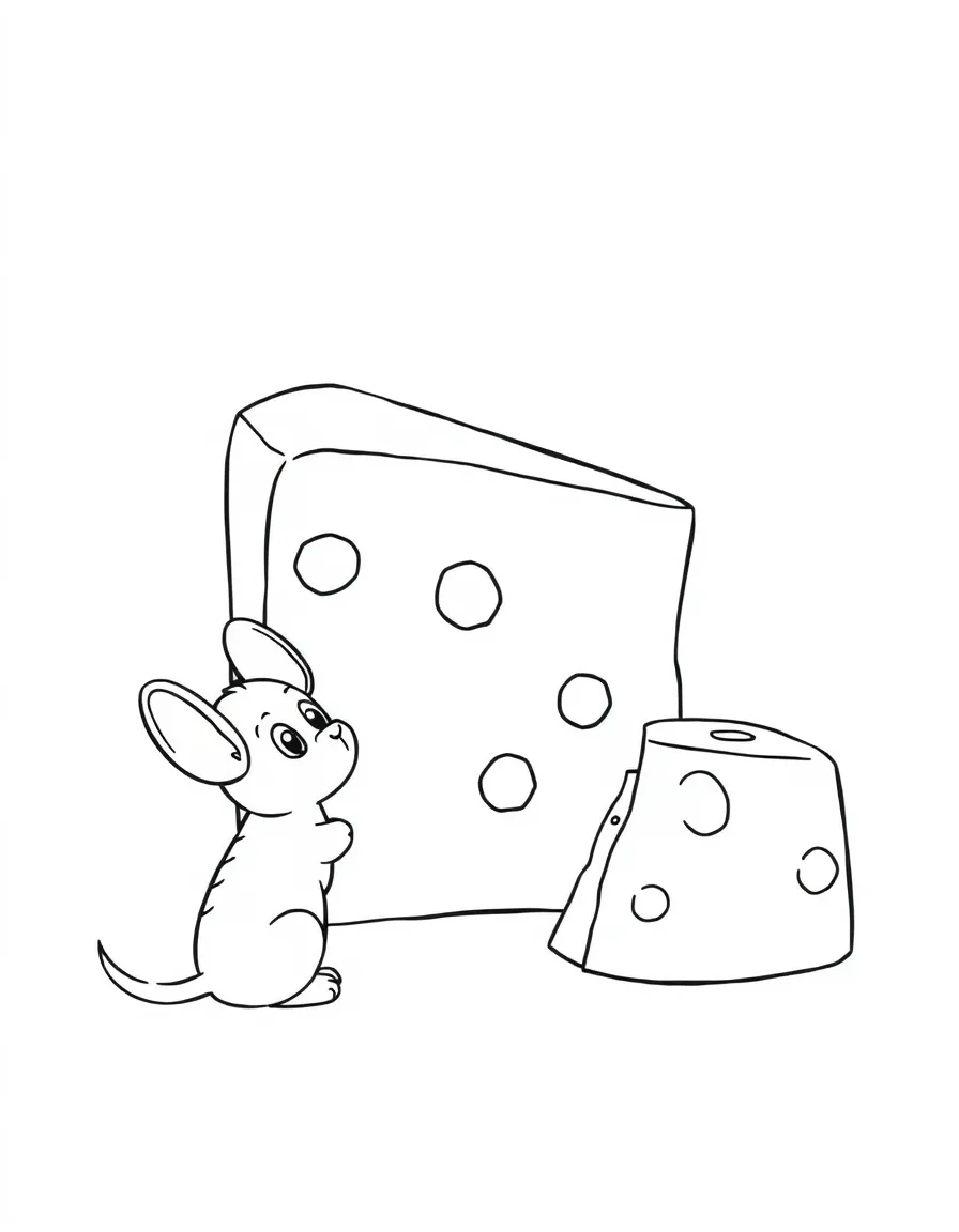 Remy looking at a giant block of cheese.