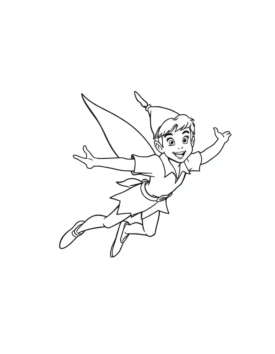 Peter Pan flying away from Captain Hook.