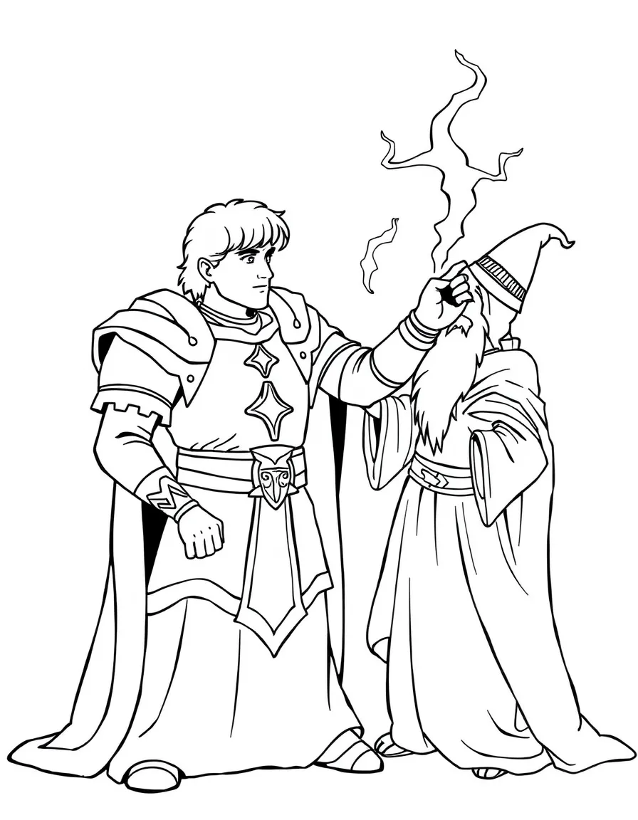 Arthur learning magic from Merlin.