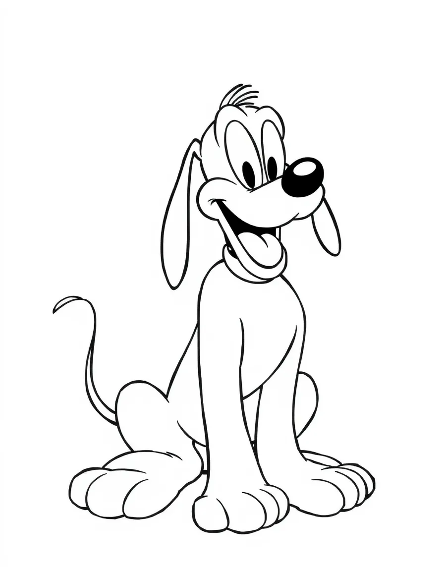Pluto wagging his tail, with a big smile.