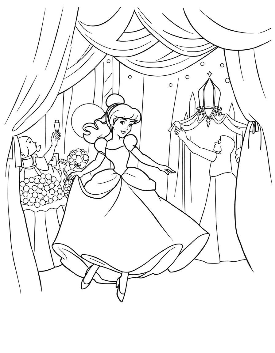 Cinderella escaping the ball at midnight.