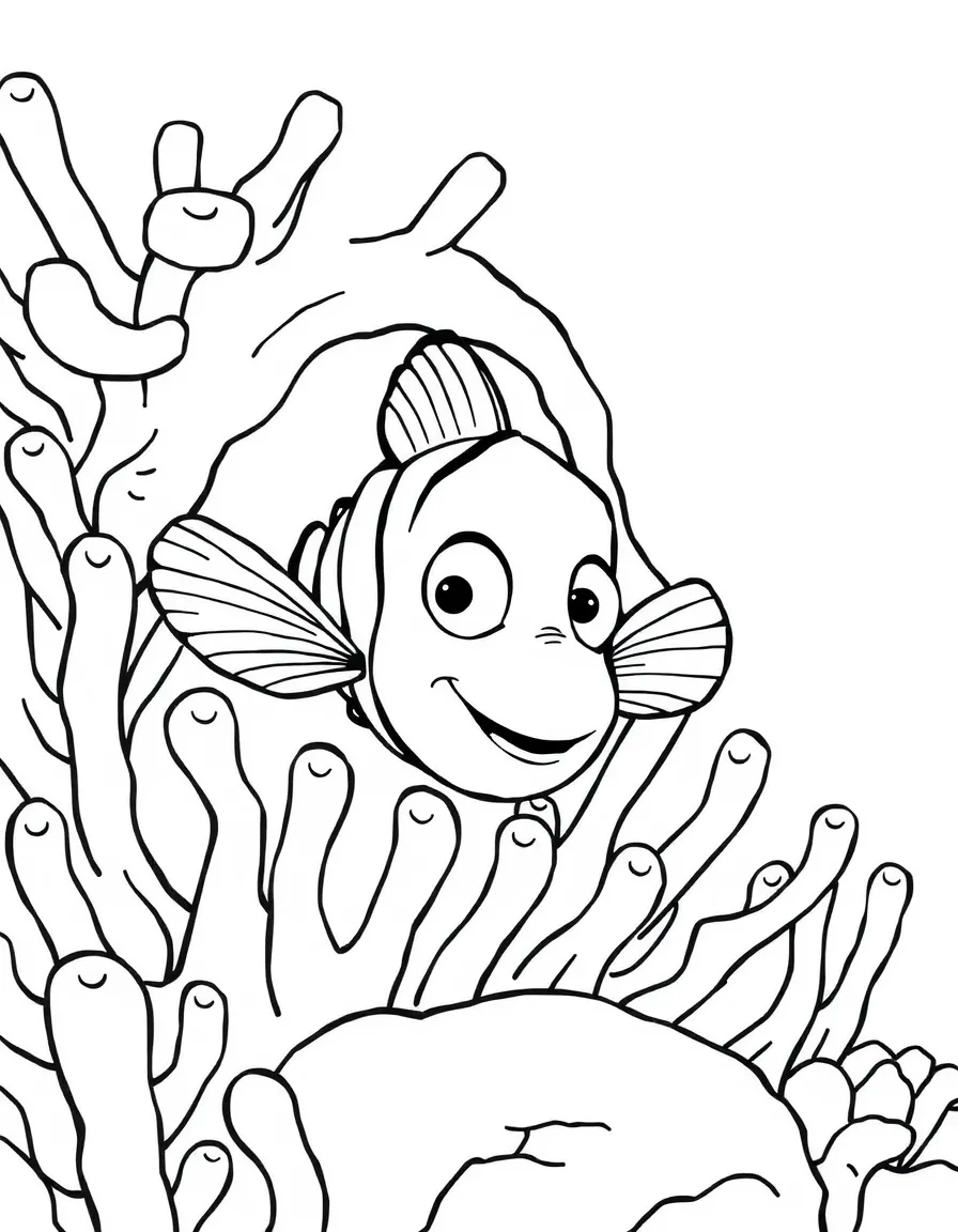 Nemo hiding in an anemone, looking shy.