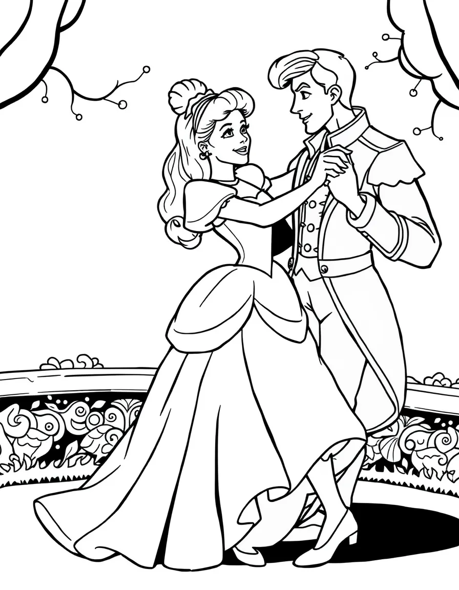 Cinderella dancing with Prince Charming.