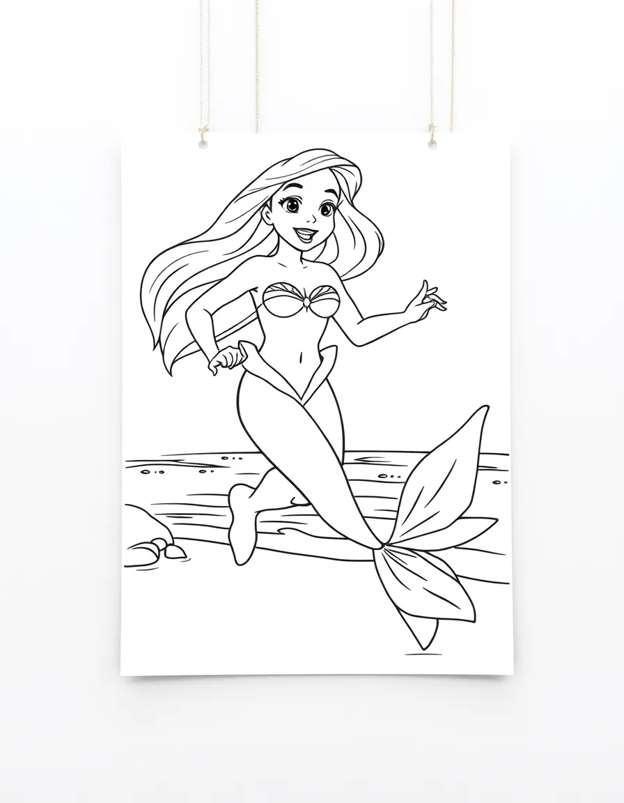 Ariel as a human, running on the beach.
