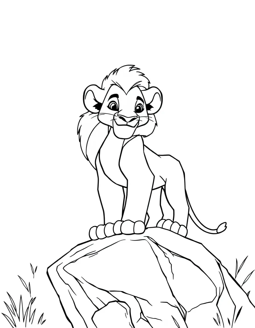 Simba as an adult, standing on Pride Rock.