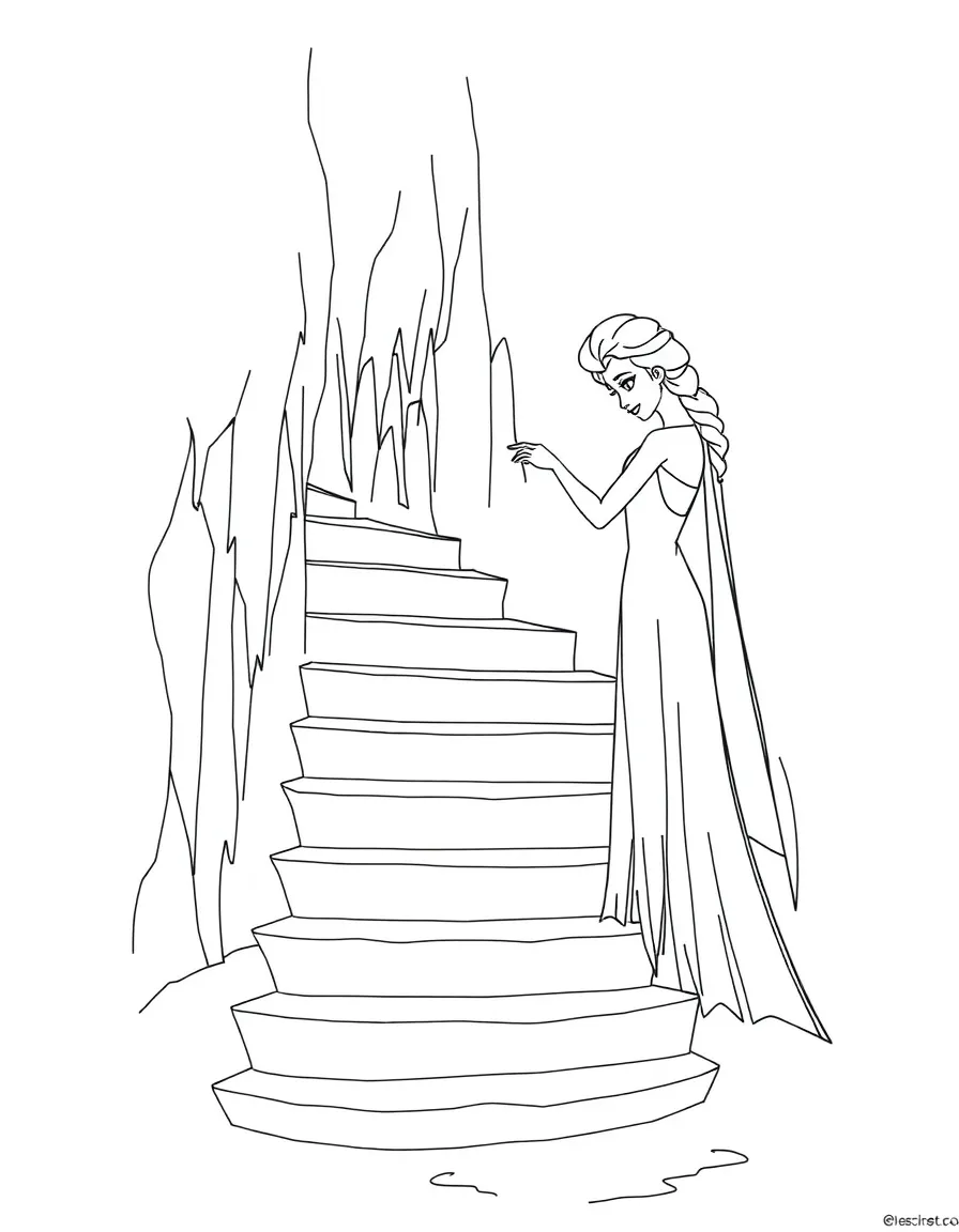Elsa creating a beautiful ice staircase.