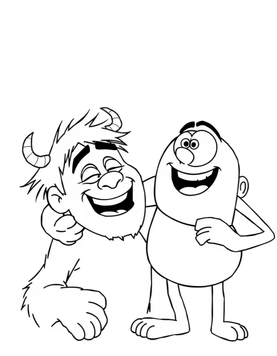 Sulley and Mike laughing together.