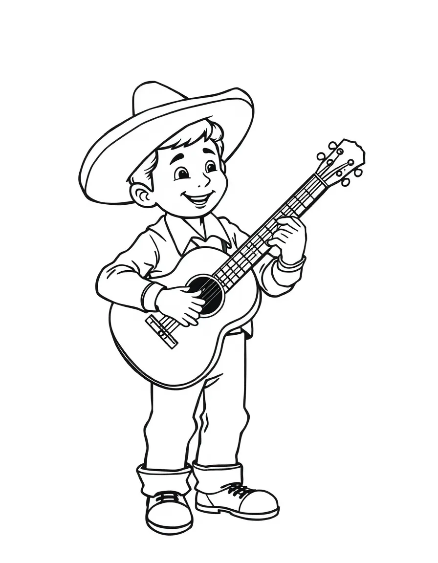 Miguel playing his guitar, with a vibrant background.