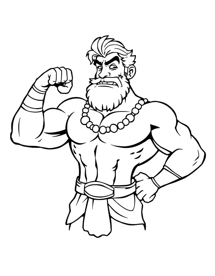 Hercules flexing his muscles, with a smug look.