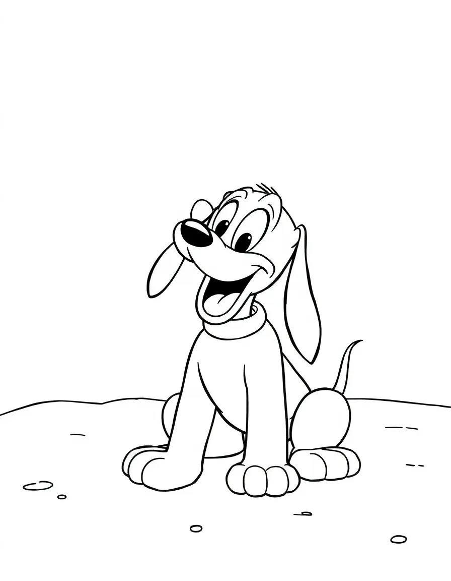 Pluto playing in the snow, looking joyful.