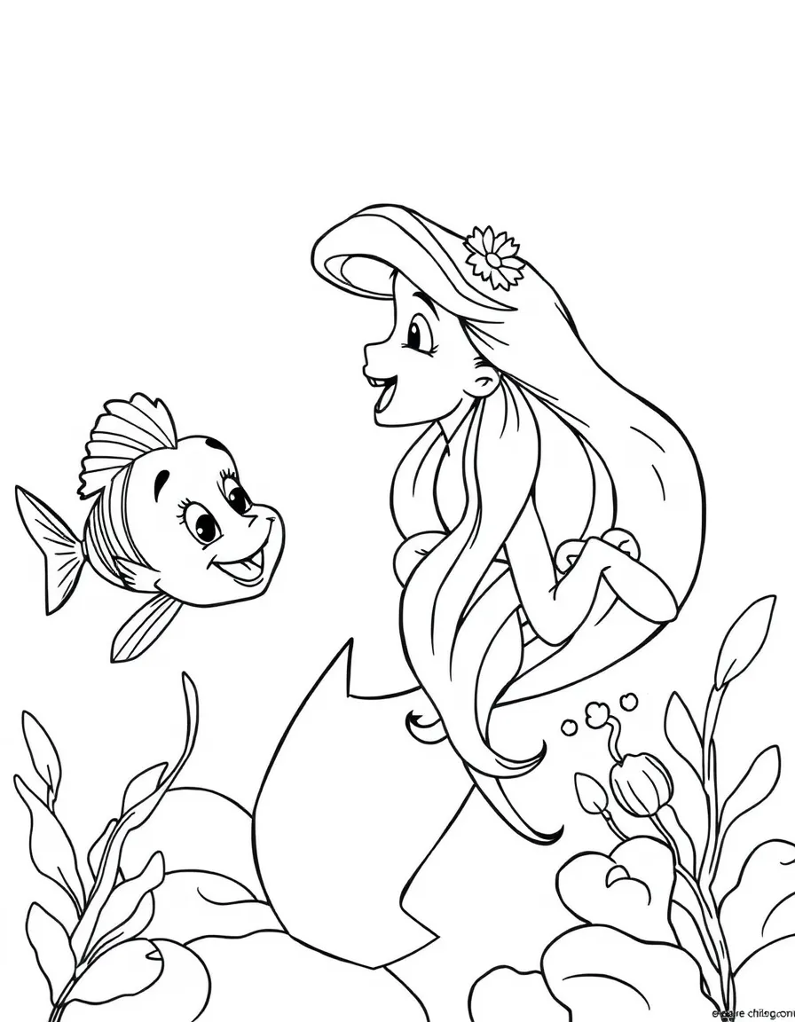 Ariel singing with Sebastian and Flounder.