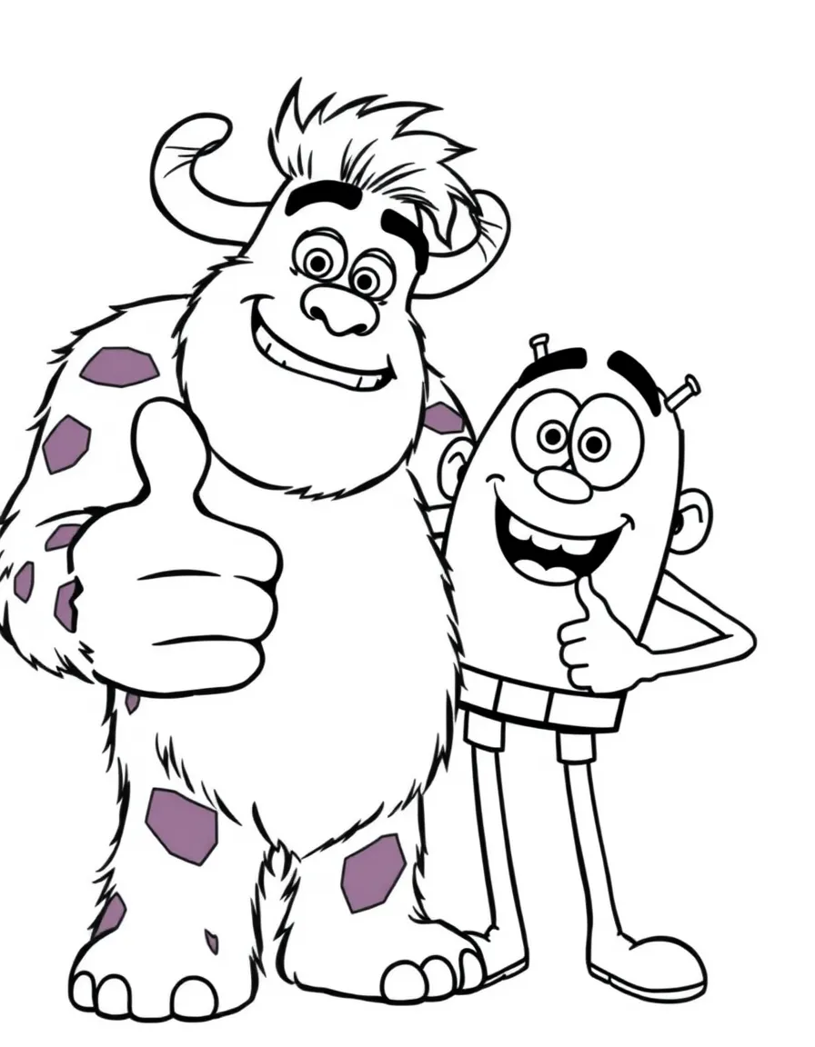 Sulley and Mike giving a thumbs up.