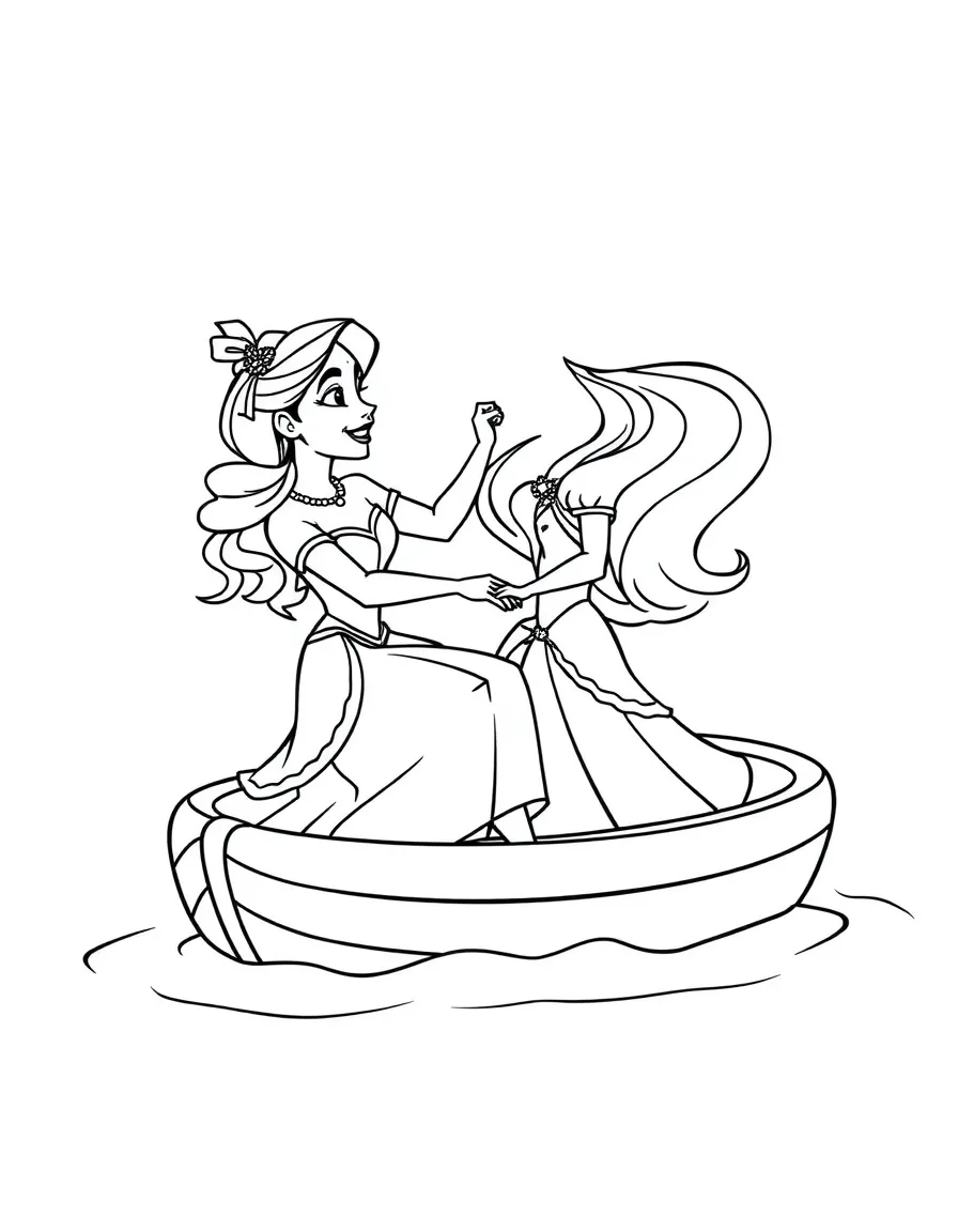 Tiana and Naveen dancing on a paddleboat.