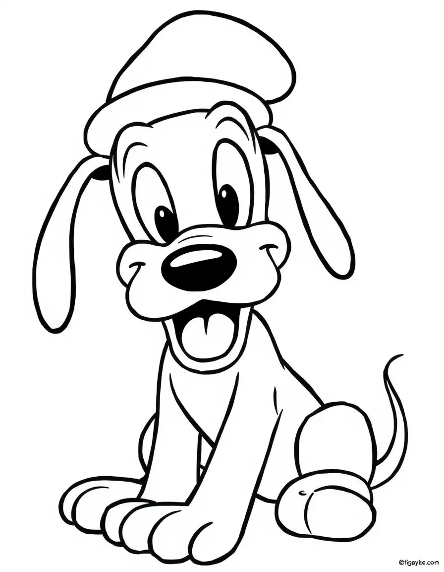 Pluto wearing a hat, looking adorable.