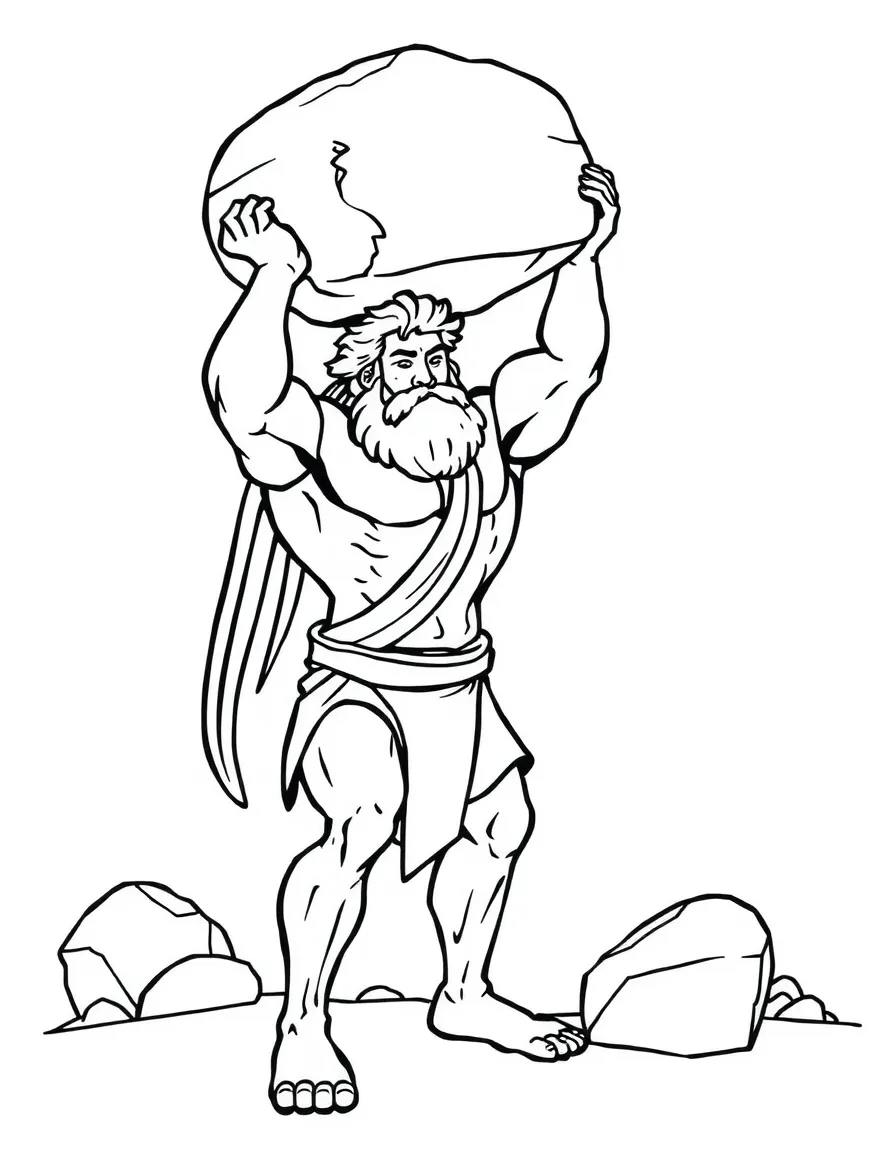 Hercules lifting a huge stone, looking strong.