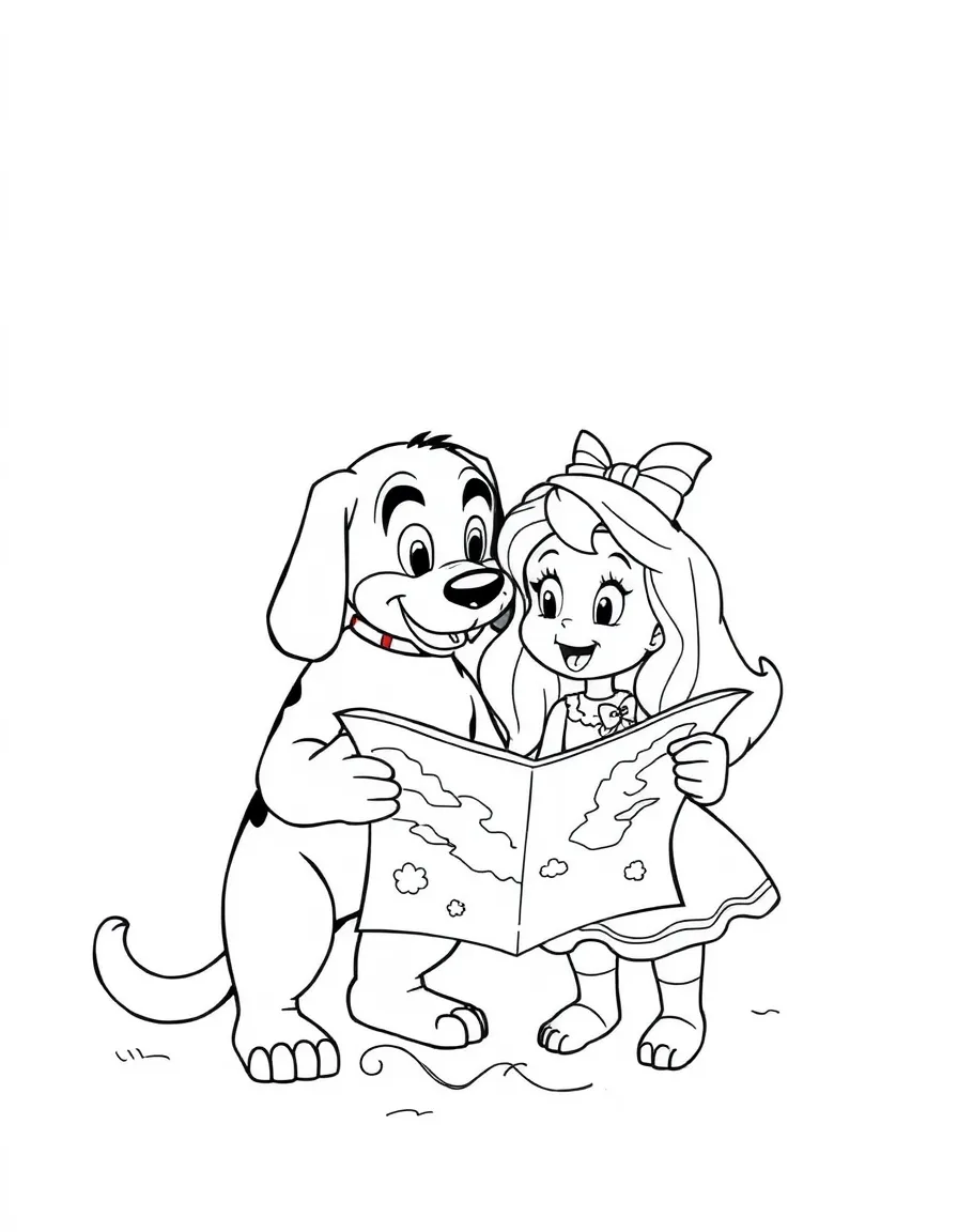 Bernard and Miss Bianca looking at a treasure map.