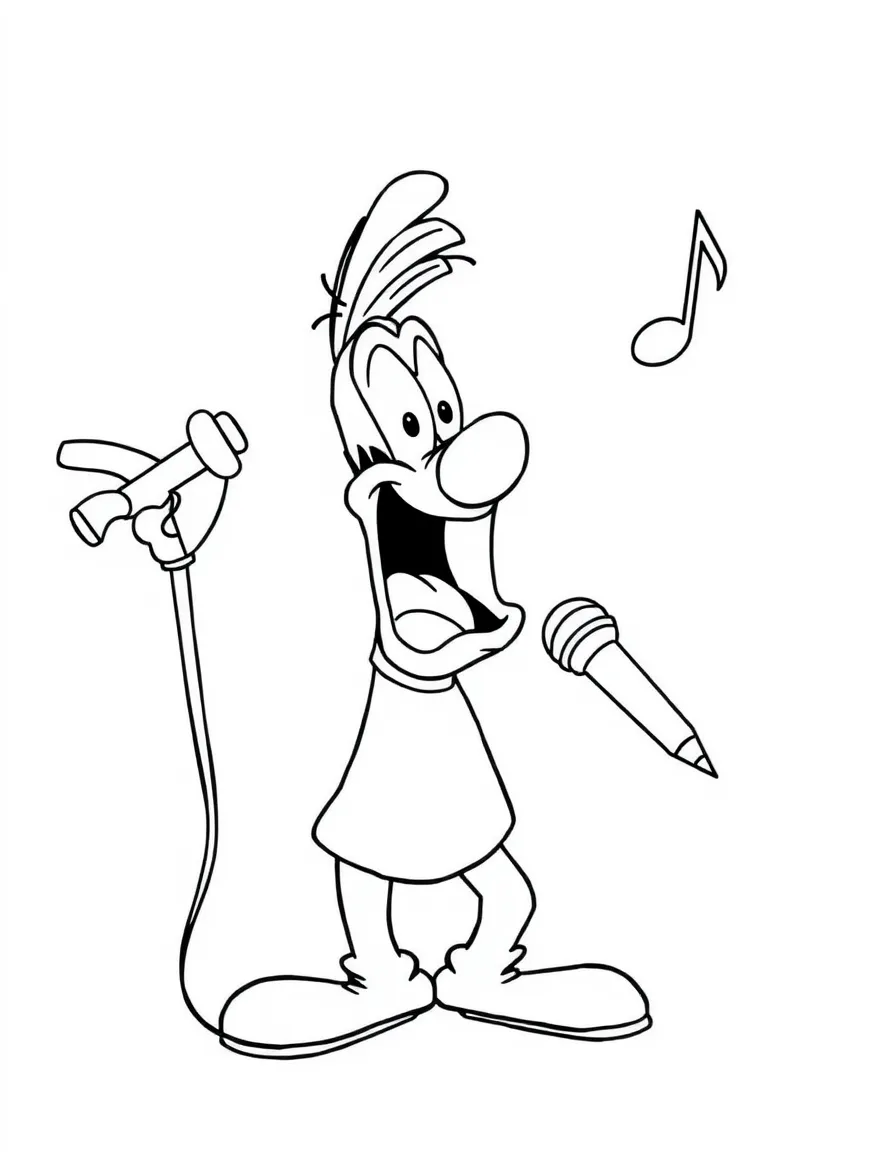 Goofy trying to sing, hitting a high note badly.