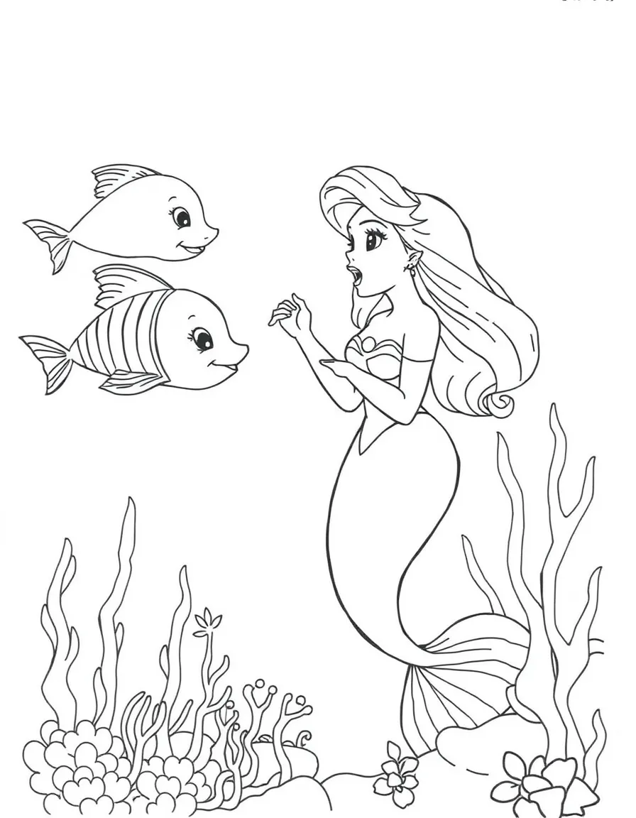 Ariel singing to the fish and sea creatures.