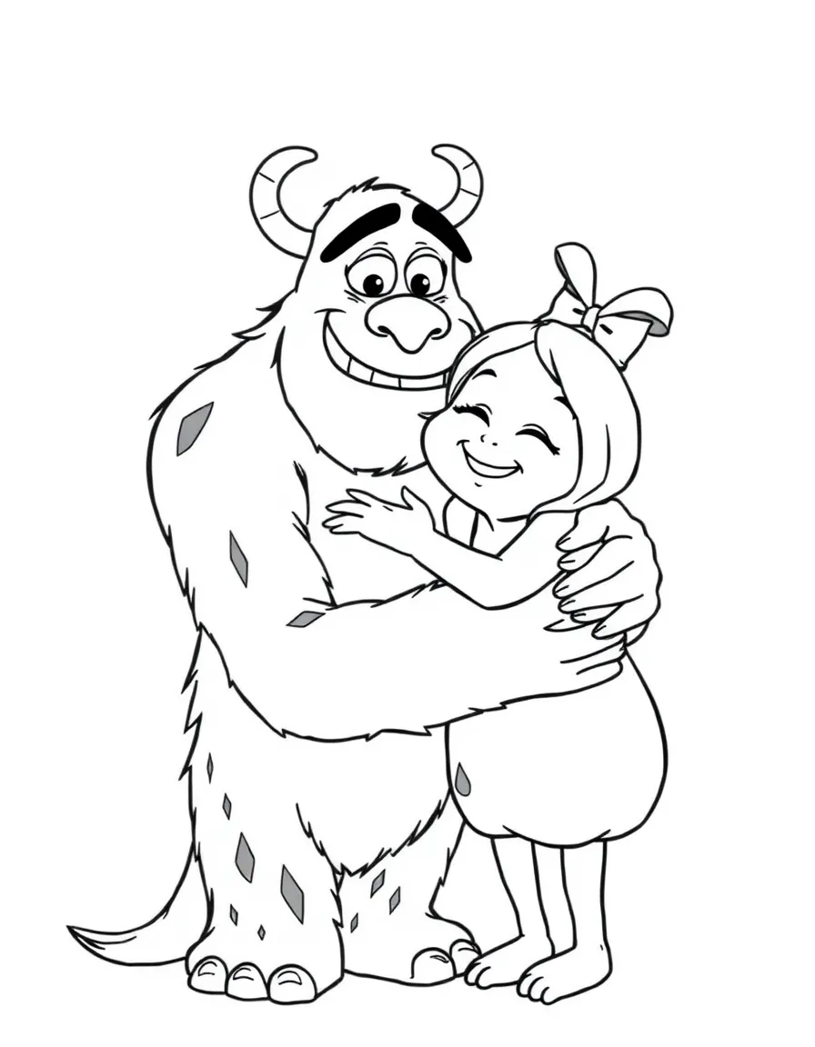 Sulley and Boo sharing a warm hug.