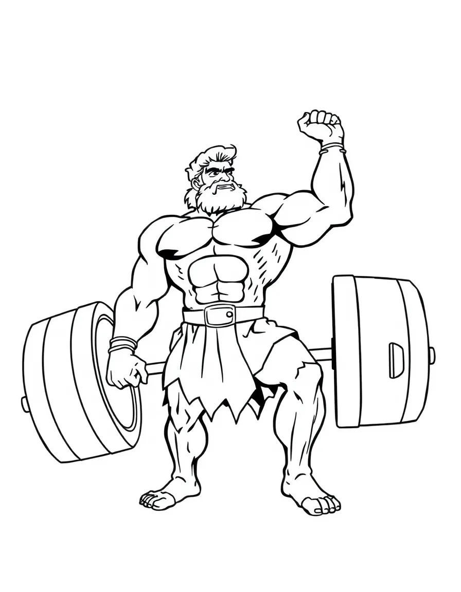 Hercules lifting a huge weight, looking powerful.