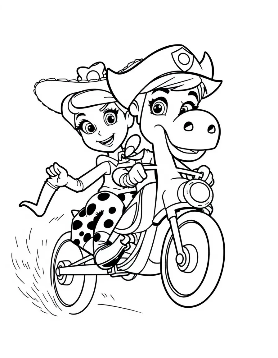 Jessie and Bullseye racing, with a confident look.