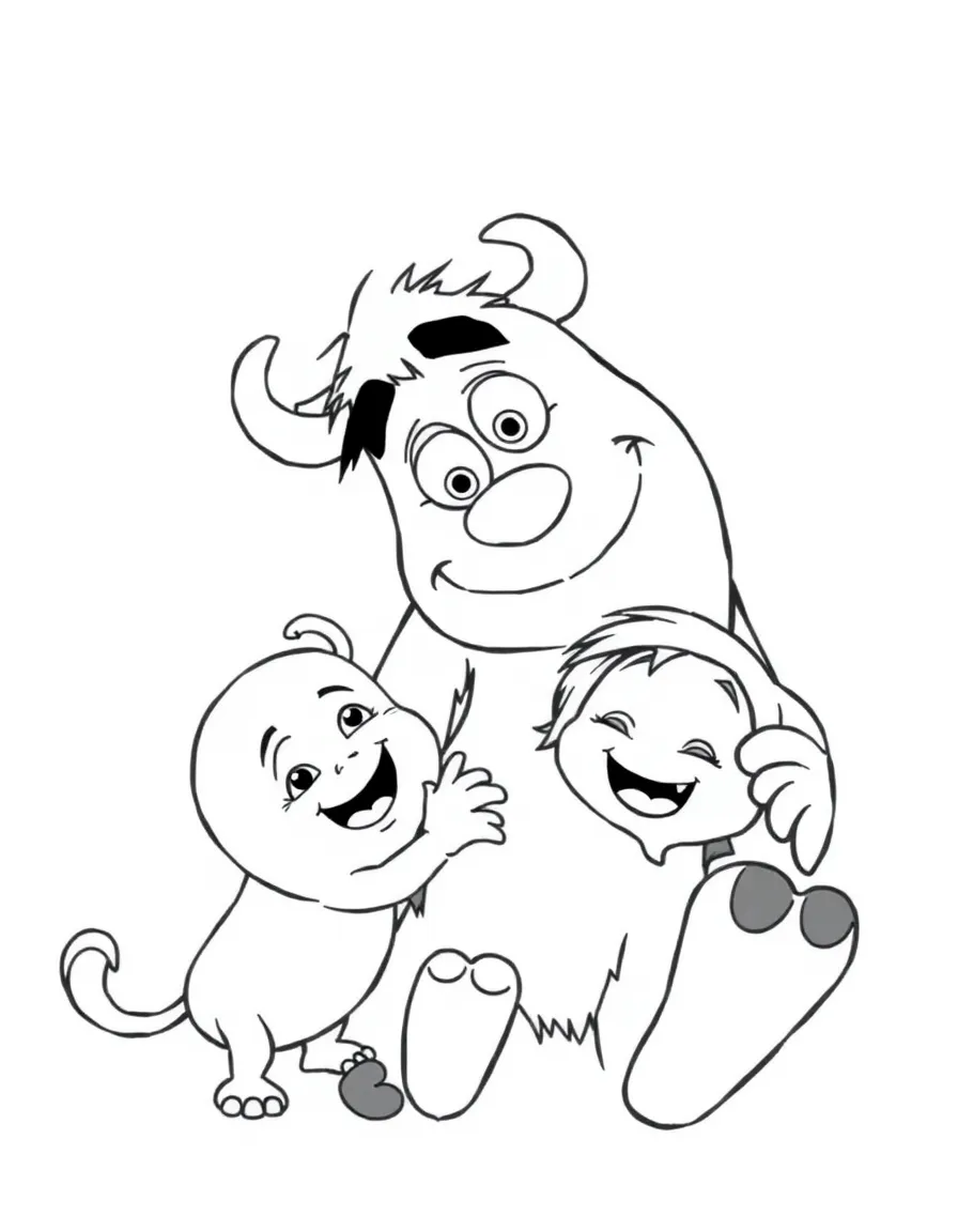 Sulley and Boo playing, with a happy expression.