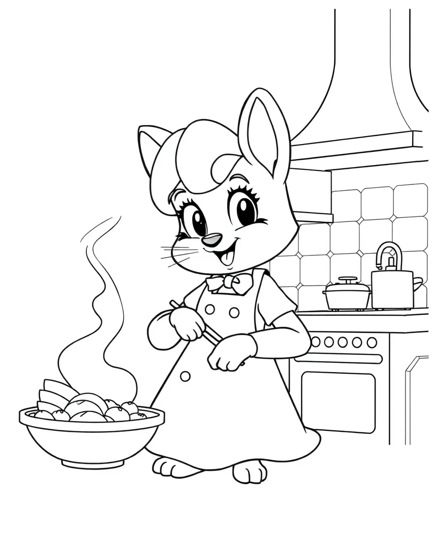 Remy cooking in a fancy kitchen, with a delicious aroma.