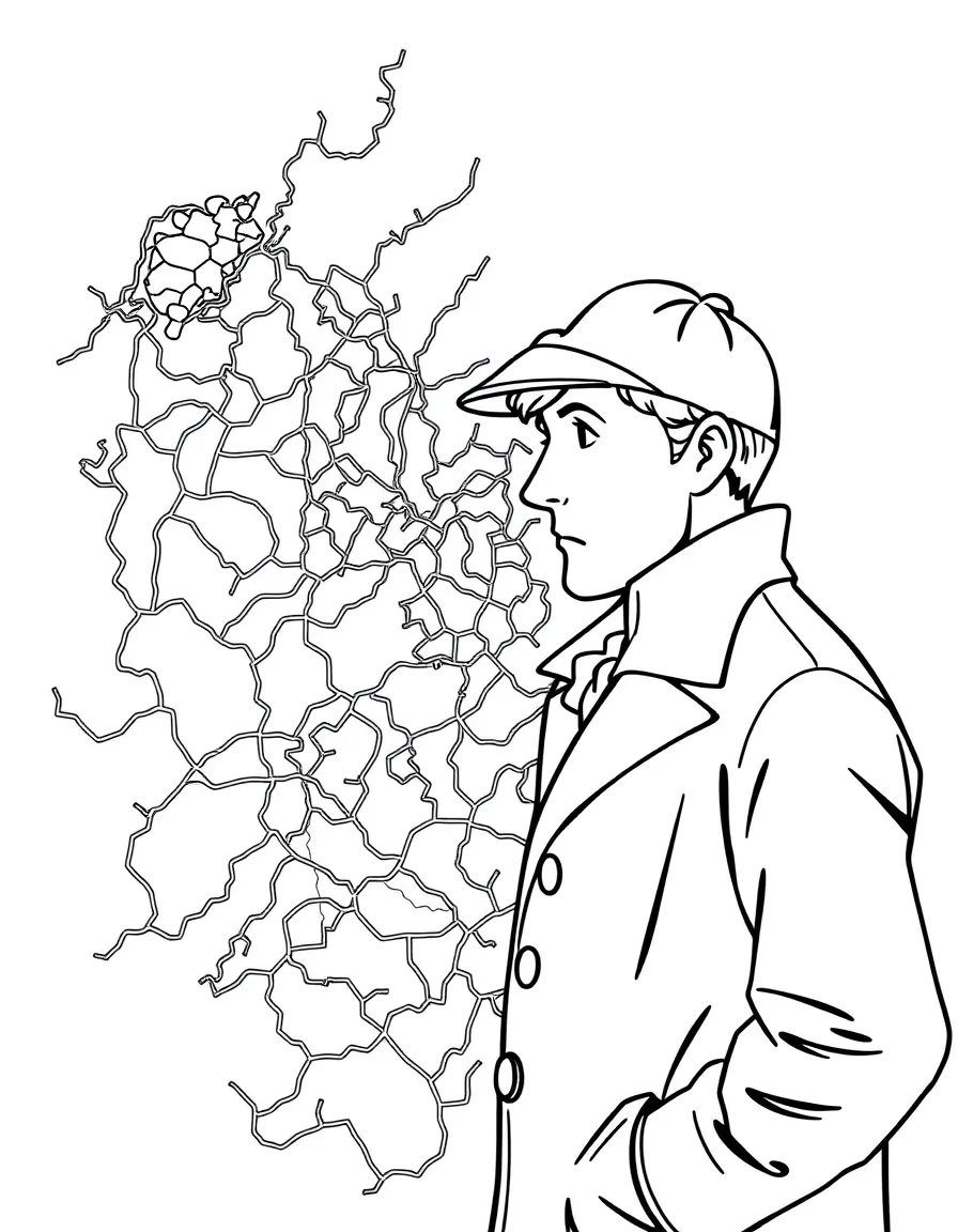 Basil of Baker Street looking at a complex map.