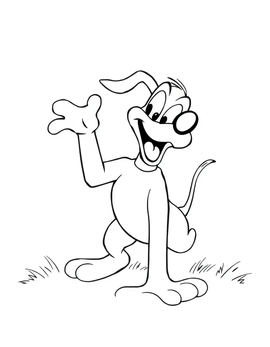 Pluto chasing his tail, looking silly and happy.