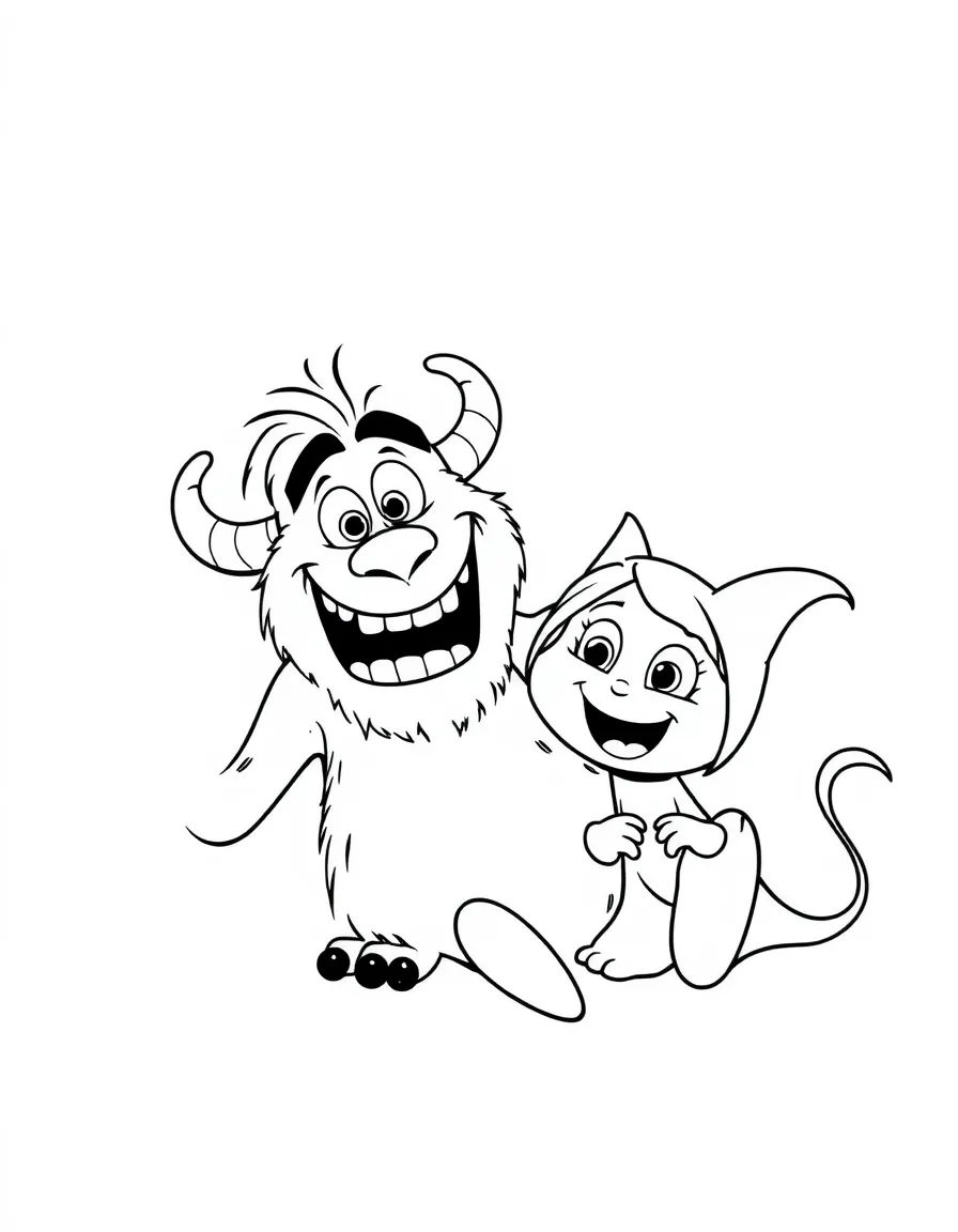 Sulley and Boo playing, with a happy expression.