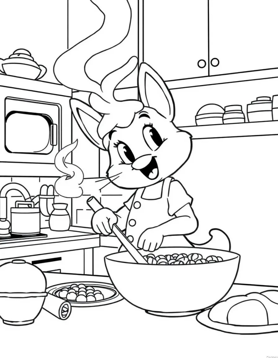 Remy cooking in a fancy kitchen, with a delicious aroma.