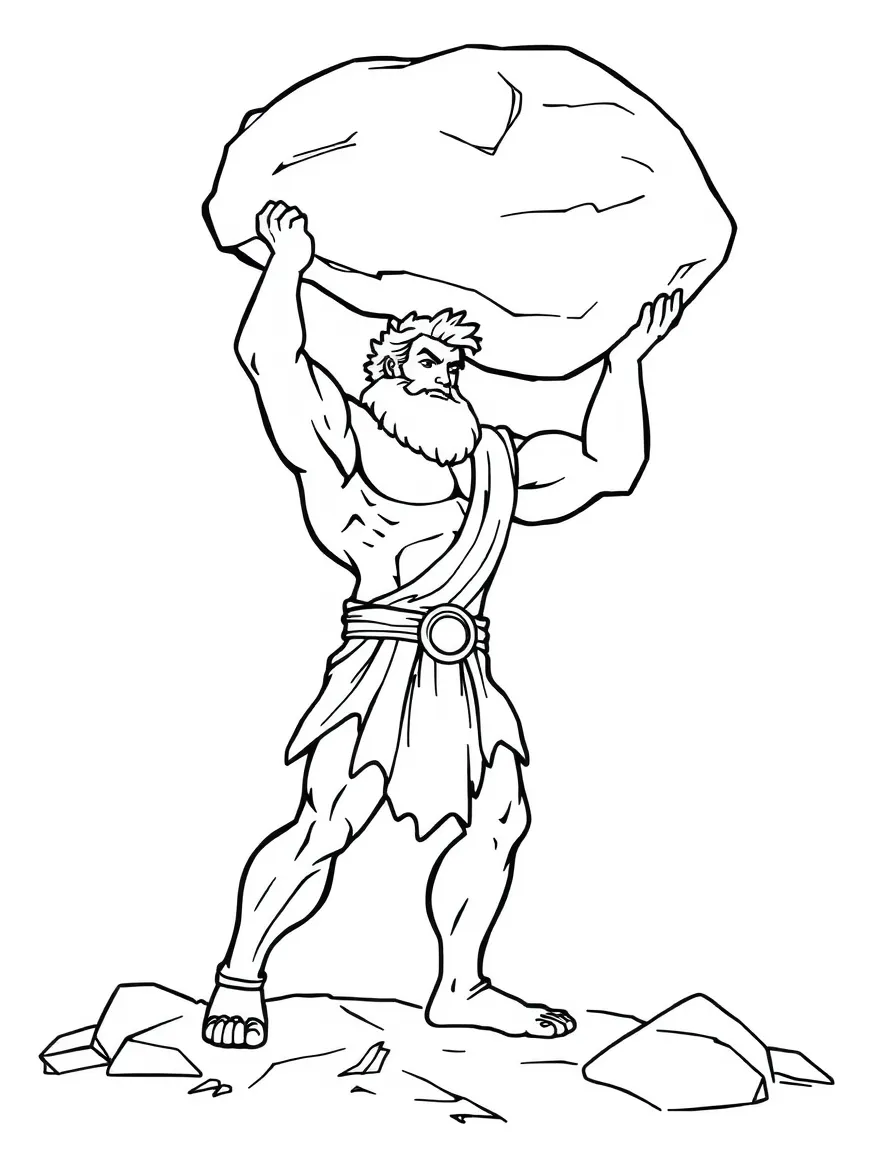 Hercules lifting a huge rock, looking strong.