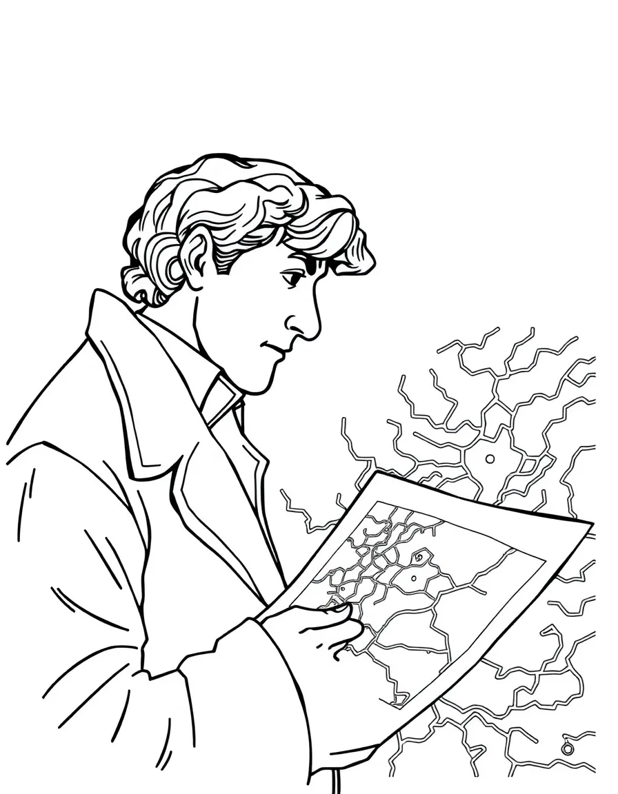 Basil of Baker Street looking at a complex map.