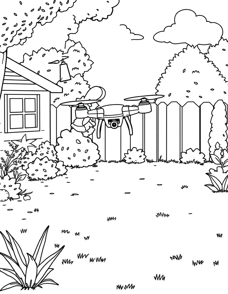 A girl flying a small toy drone in her backyard.
