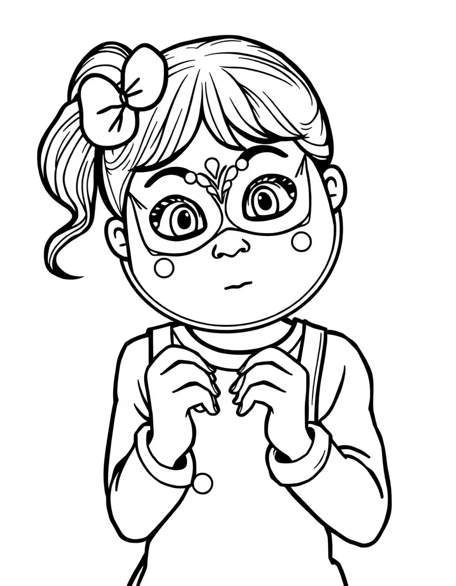 A girl making a paper plate mask.