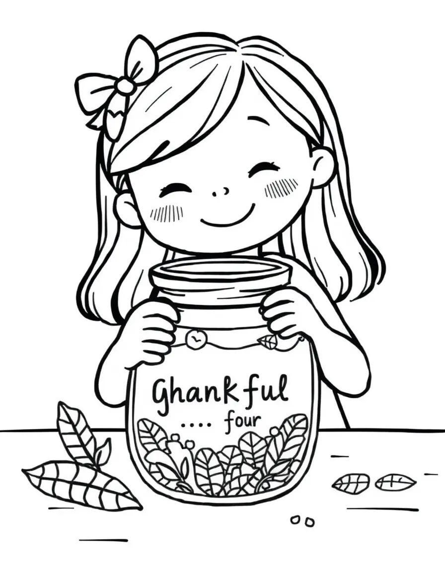 A girl making a "gratitude jar" to write down things she's thankful for.