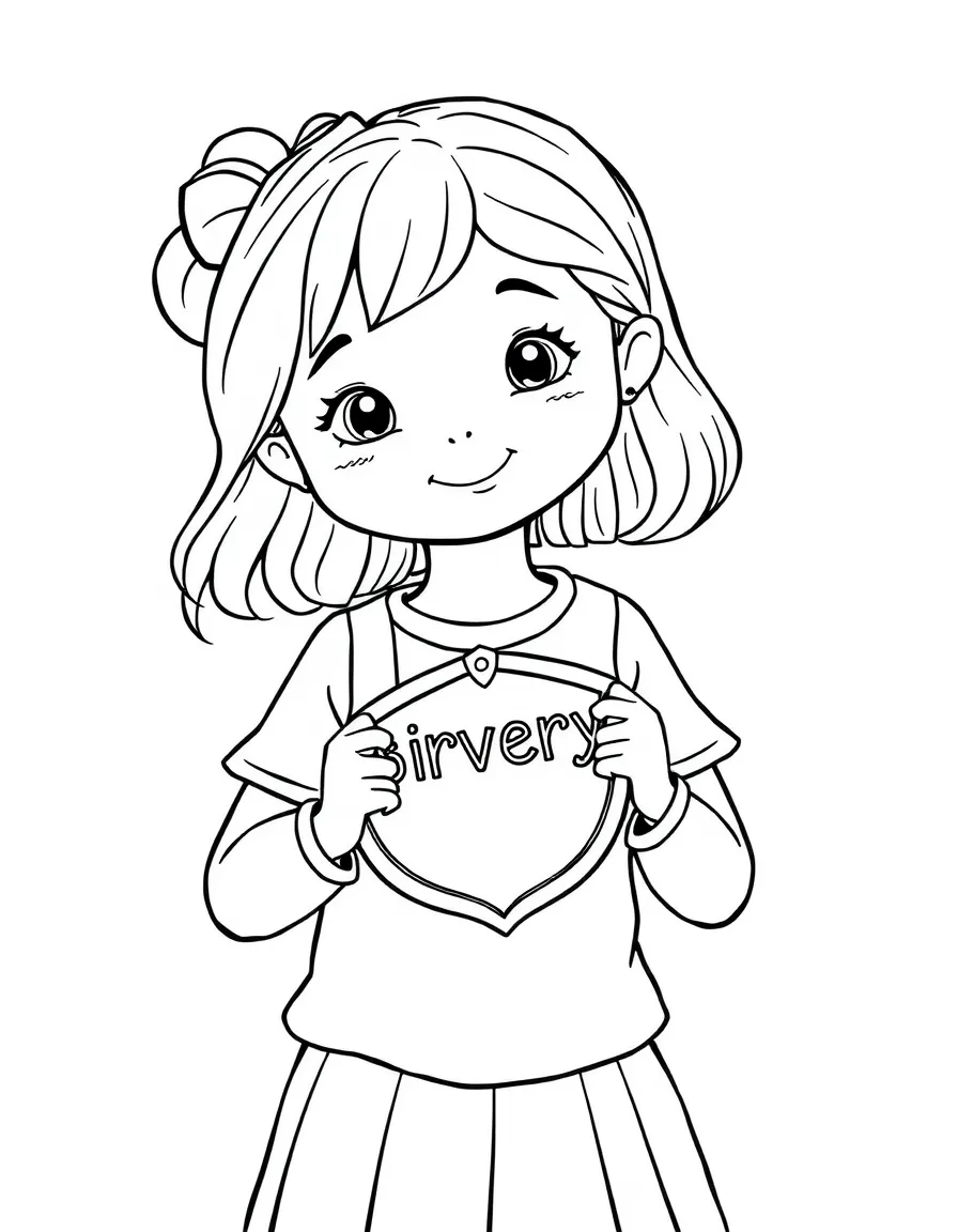 A girl making a "bravery badge" for herself or a friend.