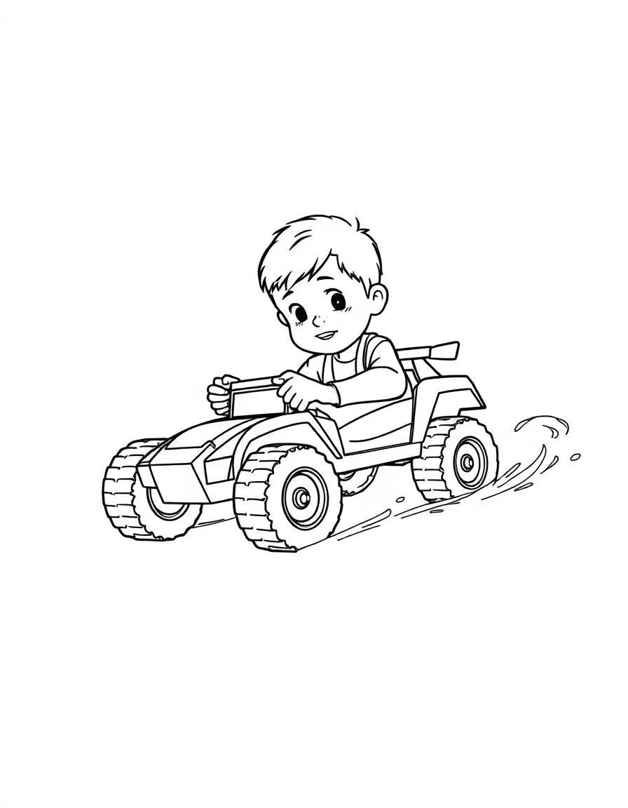 A boy playing with a remote control car, making it zoom around.