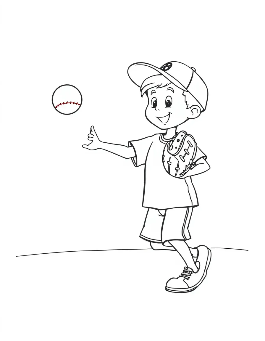 A boy playing catch with a baseball glove and ball.