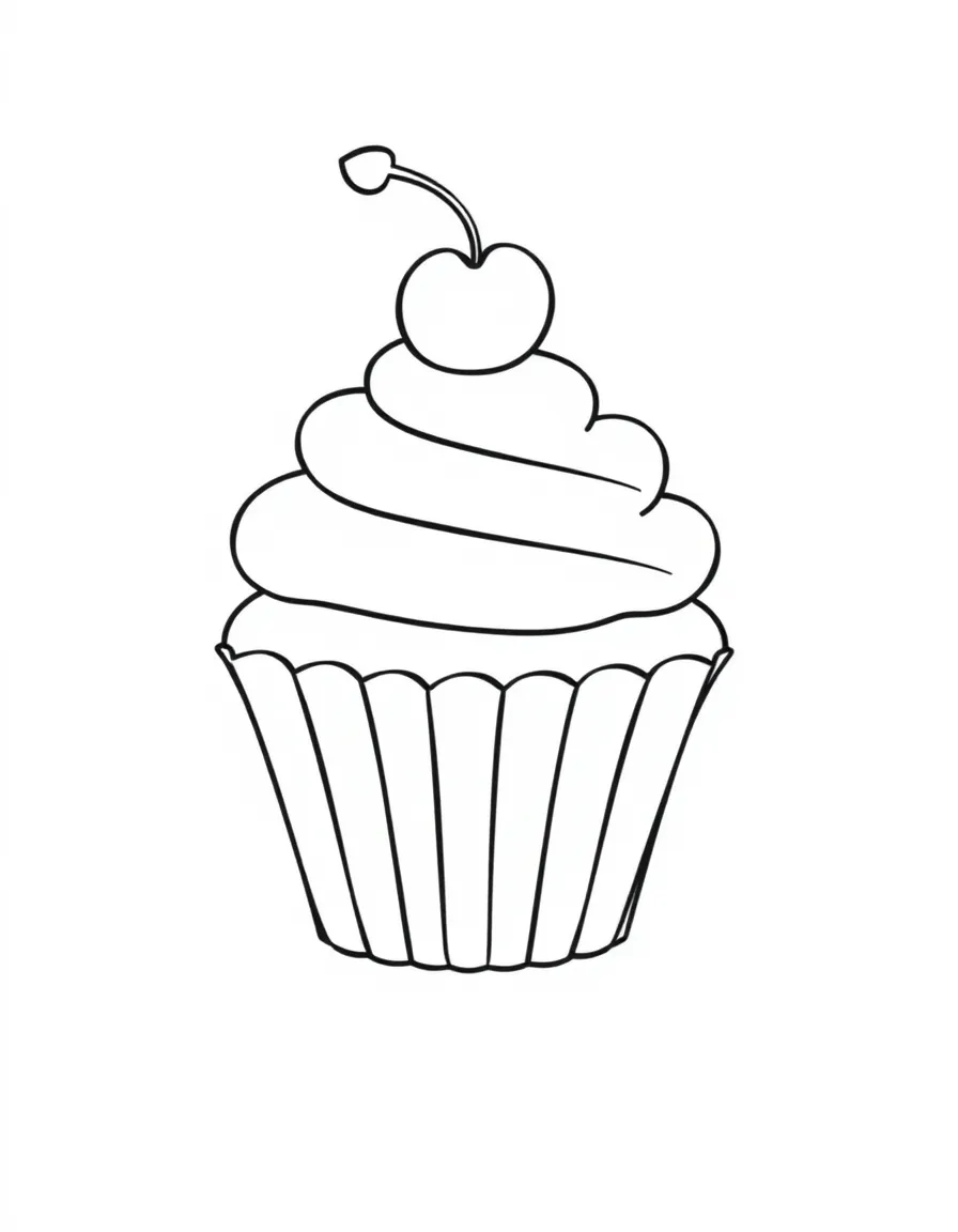A joyful cupcake with a cherry on top.