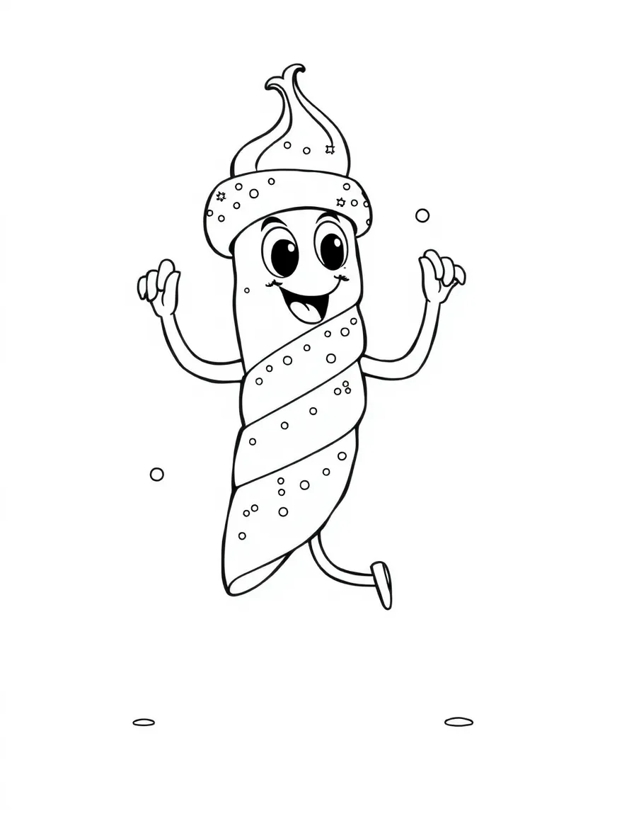 A dancing churro with cinnamon sugar.