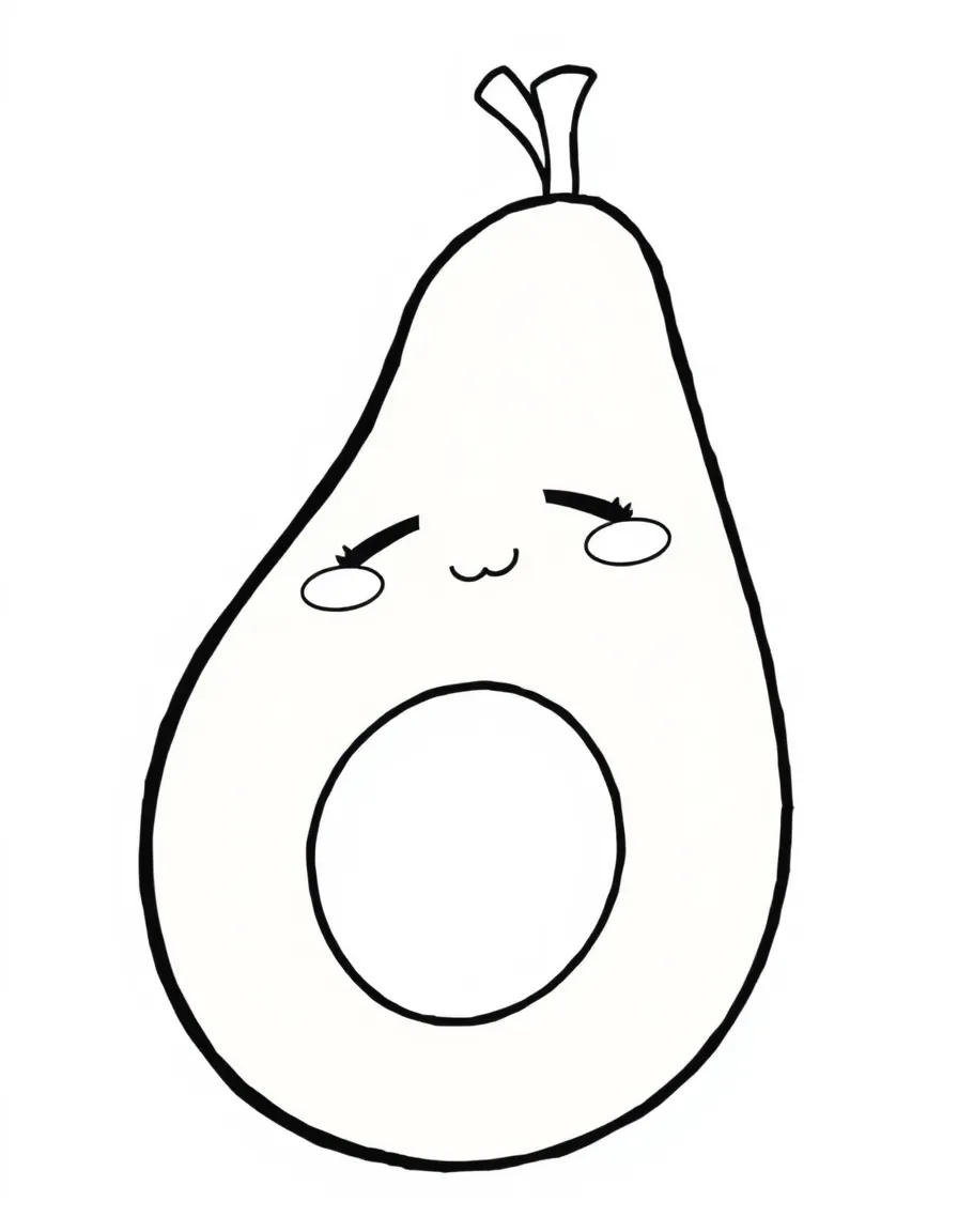 A sleepy avocado with a big pit.