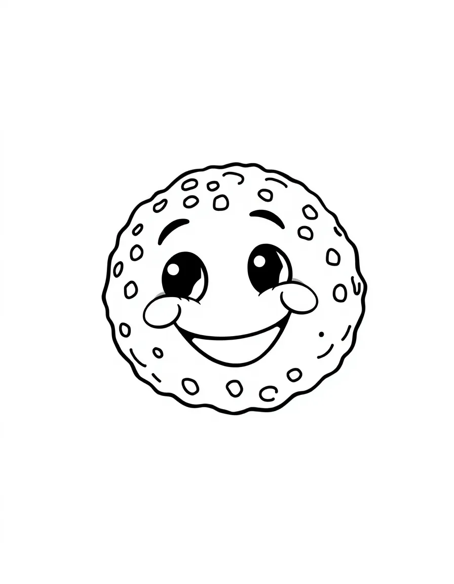 A smiling falafel ball with a happy expression.
