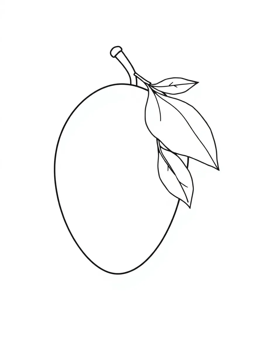 A sweet mango with a little leaf.