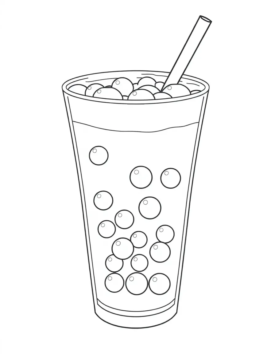 A bubbly boba tea with floating pearls.