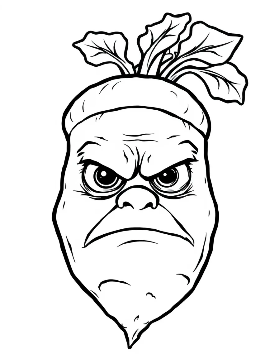 A grumpy ginger root with a furrowed brow.