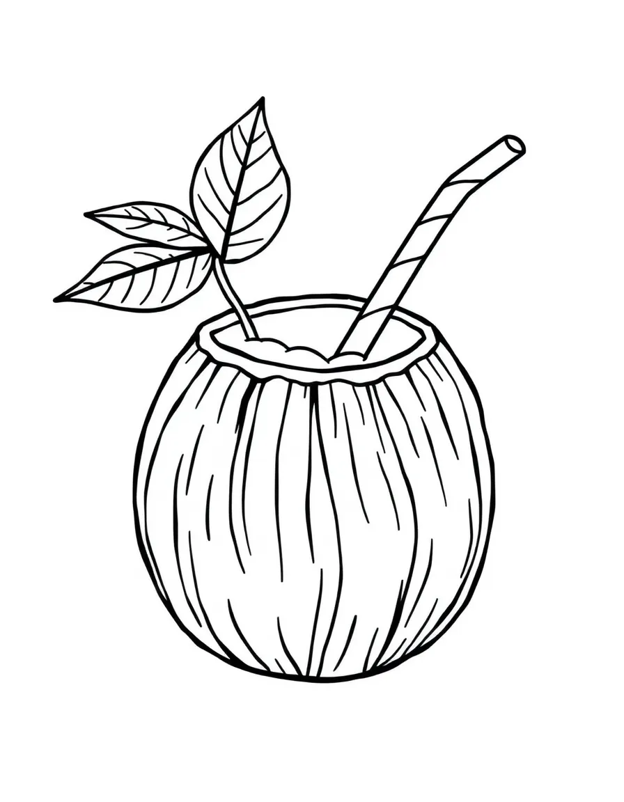 A tiny coconut with a straw.