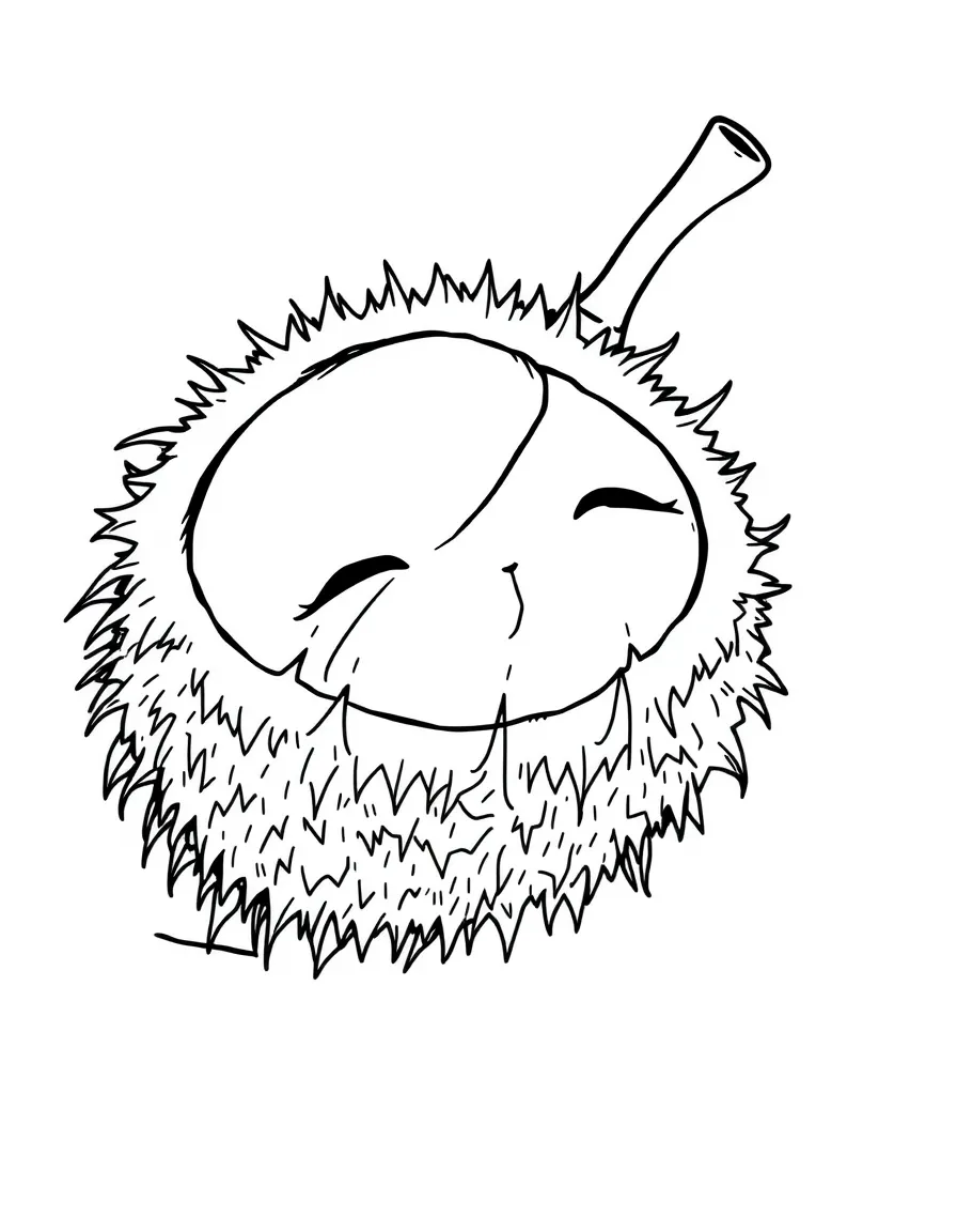 A shy rambutan with hairy skin.