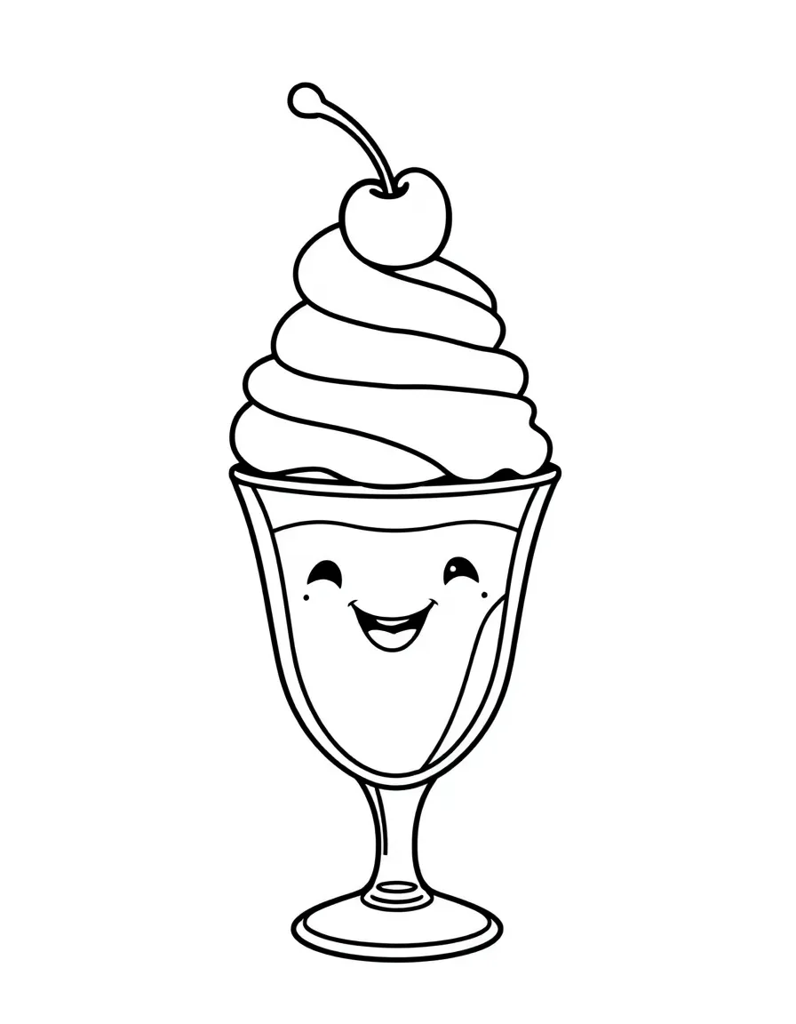 A smiling sundae with a cherry.